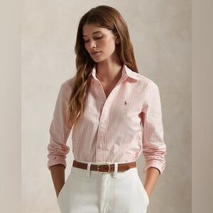 Ralph Lauren Sport Slim Fit Pink Striped Button-Up Size 6